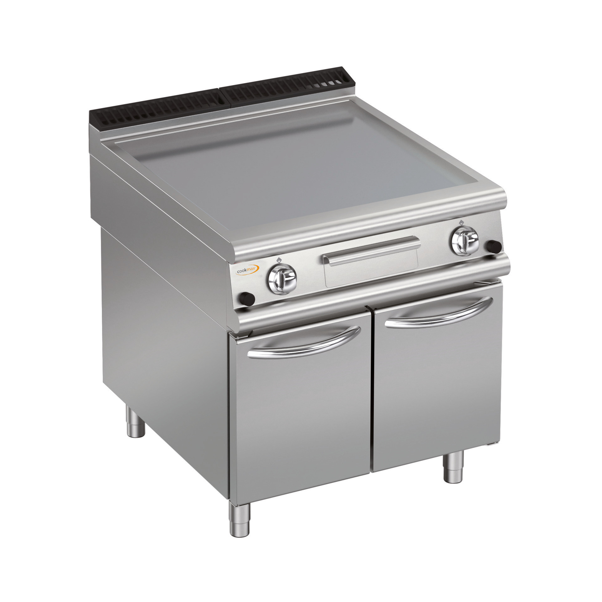 Gas-Grillplatte glatt, Unterbau mit Türen
